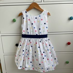 White dress with multicolor dots